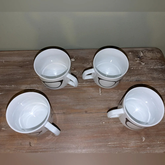 1980s "Here's Looking at You" Ceramic Coffee Cups - Set of 4 - Picture 3 of 4
